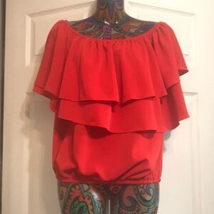 Top off shoulder double ruffle